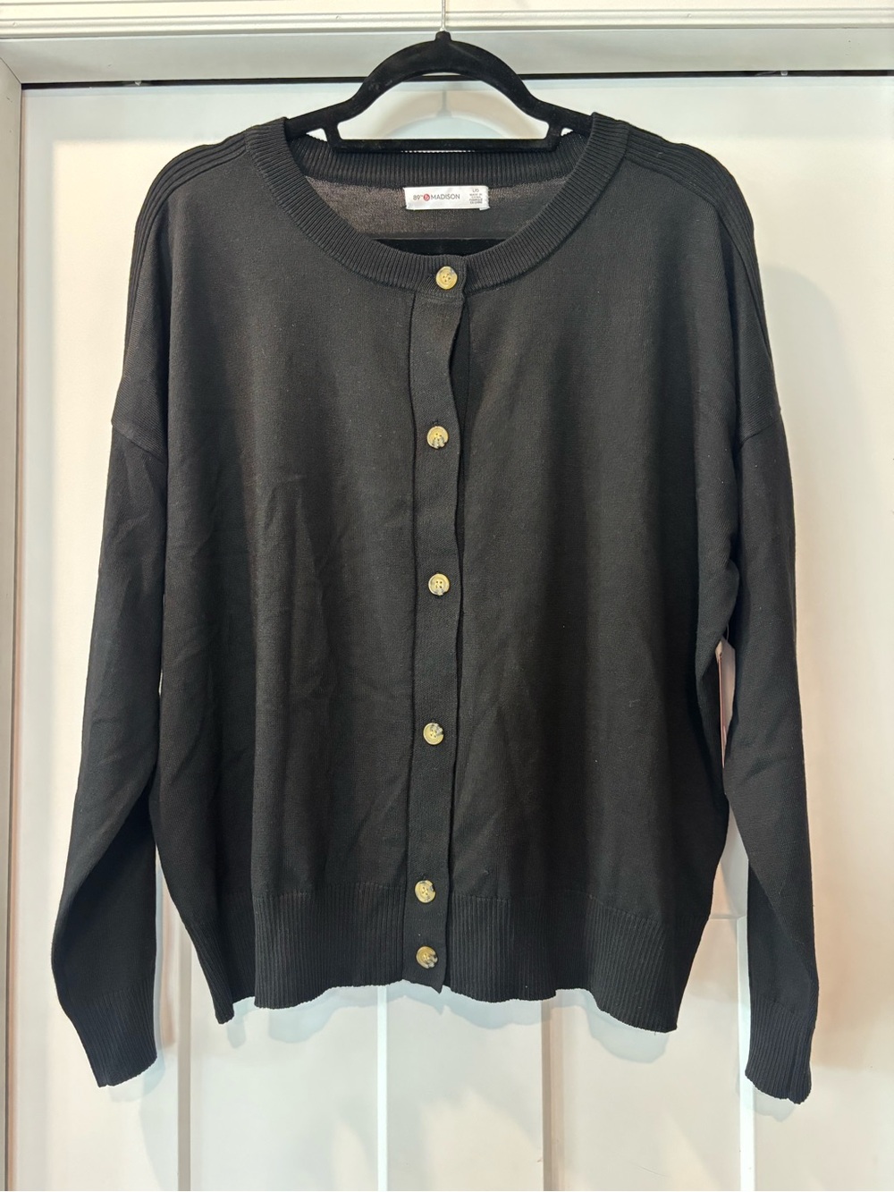 New 89th & Madison Black Long Sleeve Button Down Cardigan
